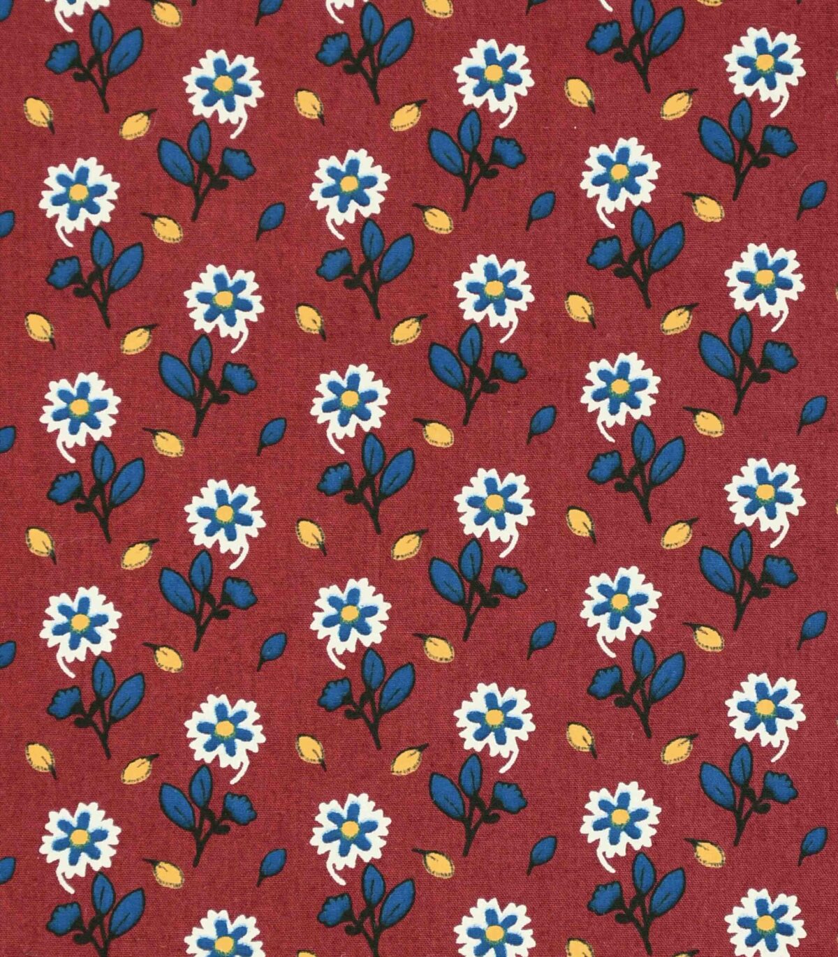 Maroon Base 2 Color Flower Print Fabric