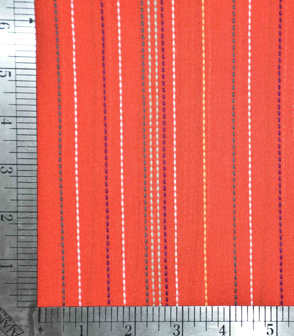 Orange Color Yarn Dyed Dobby Stripe Fabric