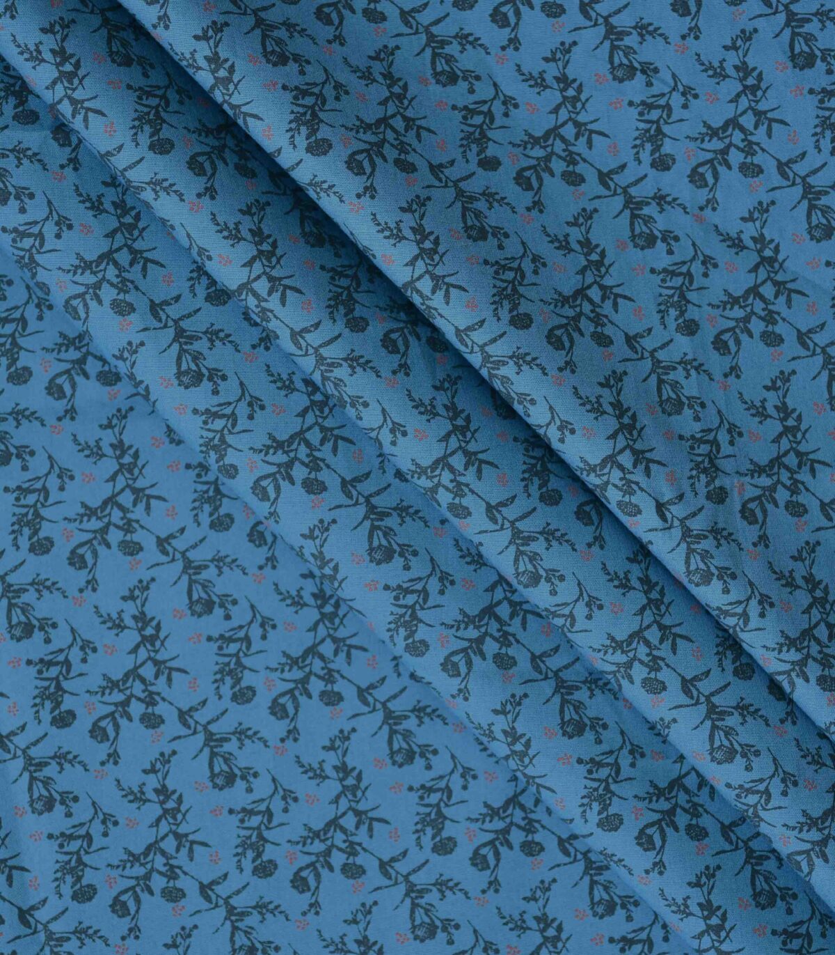 Cotton Blue Leaf Print Fabric
