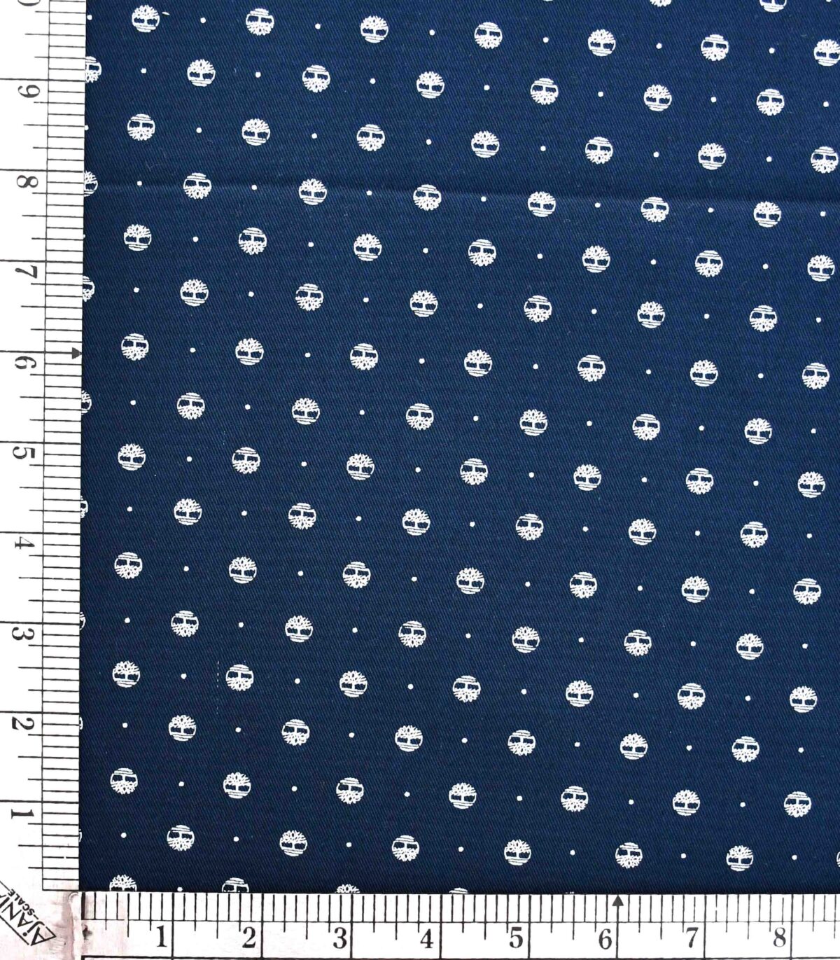 Cotton Dark Navy Circle Print Fabric