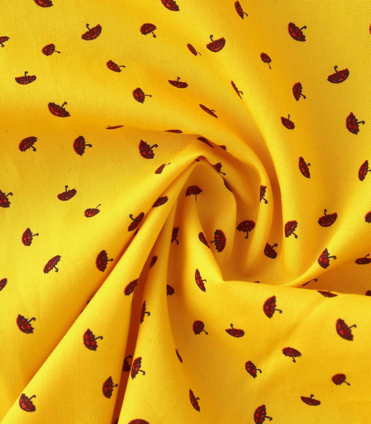 Cotton Yellow Base Umbrella Print Fabric