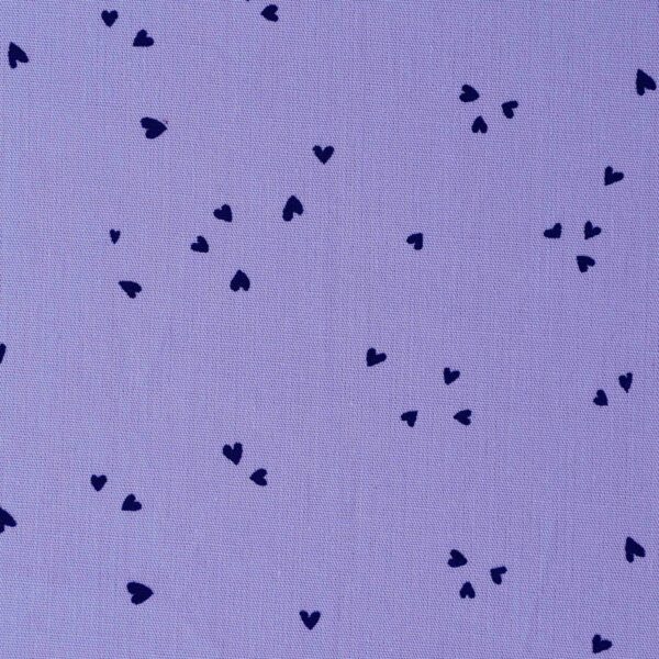 Cotton Blue Base Heart Print Woven Fabric