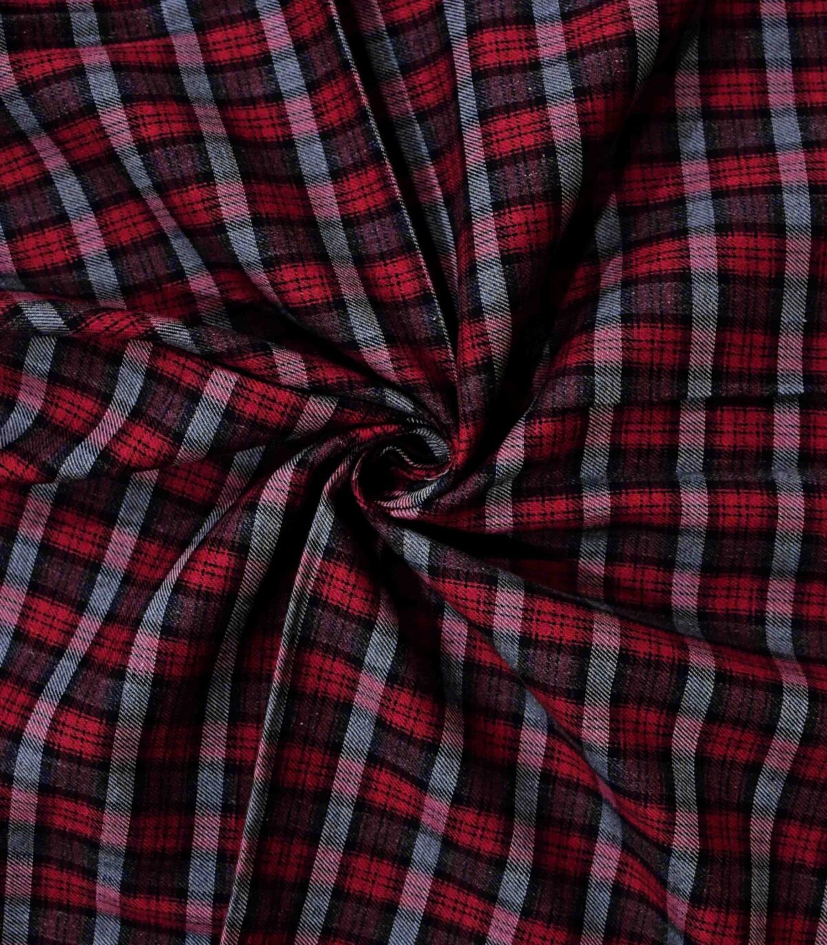 Cotton Red & Black Twill Woven Fabric