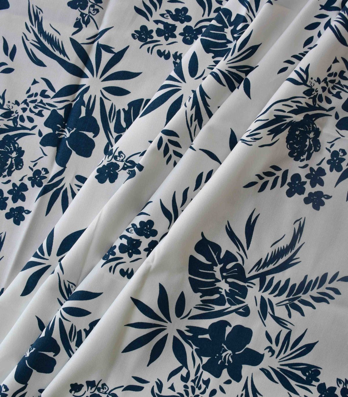 Cotton Blue Leaf Print Woven Fabric