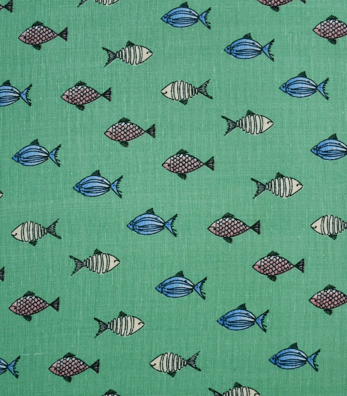 Green Base Fish Print Fabric