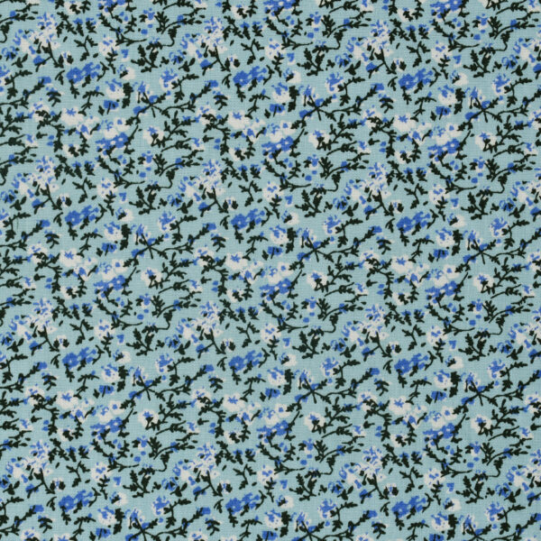 Sky Blue Color Base Print Cotton Fabric