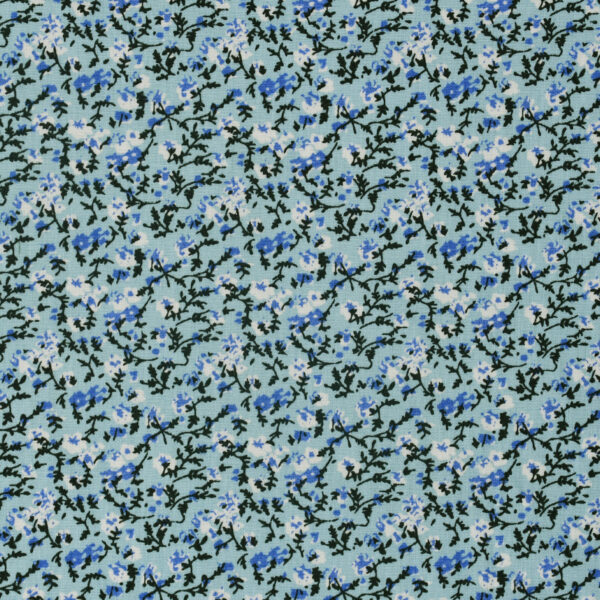 Sky Blue Color Base Print Cotton Fabric