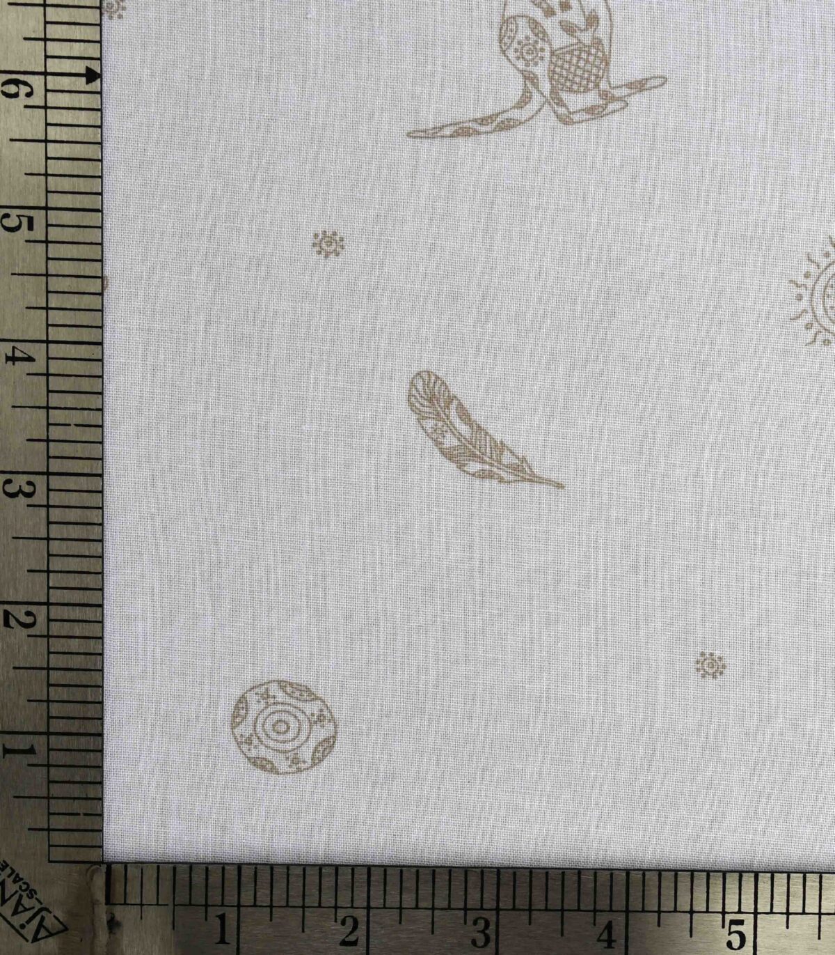 White Base Feather Animal Print Fabric