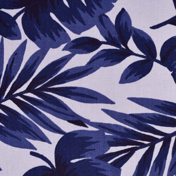 Blue Base 2 Color Leaf Print Fabric