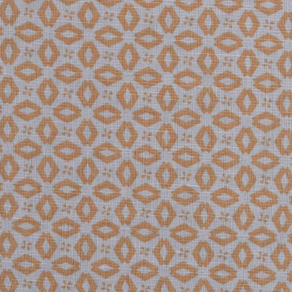 Cream Orange Color Print Cotton Linen Fabric