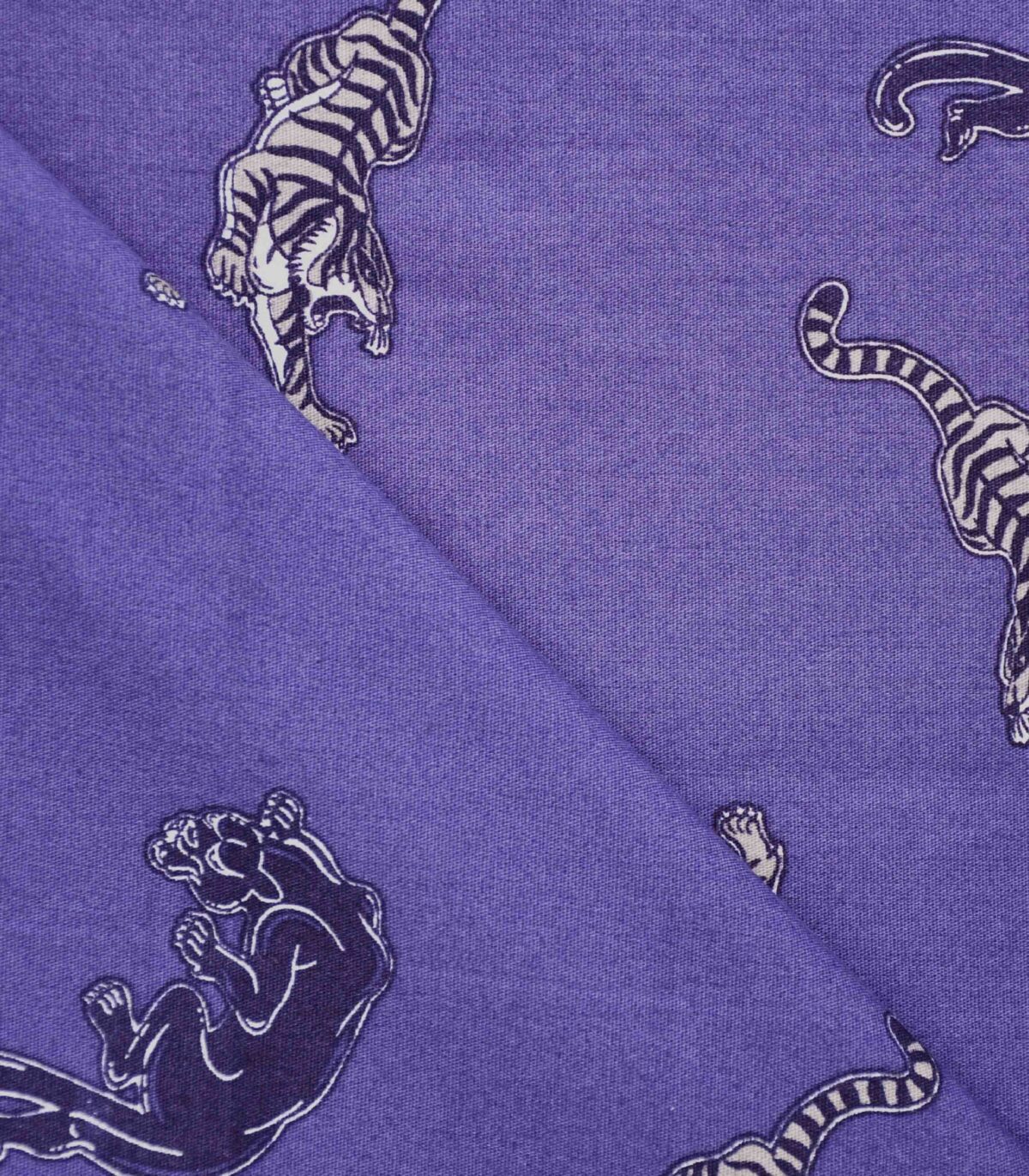 Cotton Violet Color Base Tiger Print Fabric
