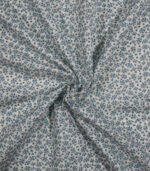 Cotton Linen White Base Blue Leaf Print Fabric
