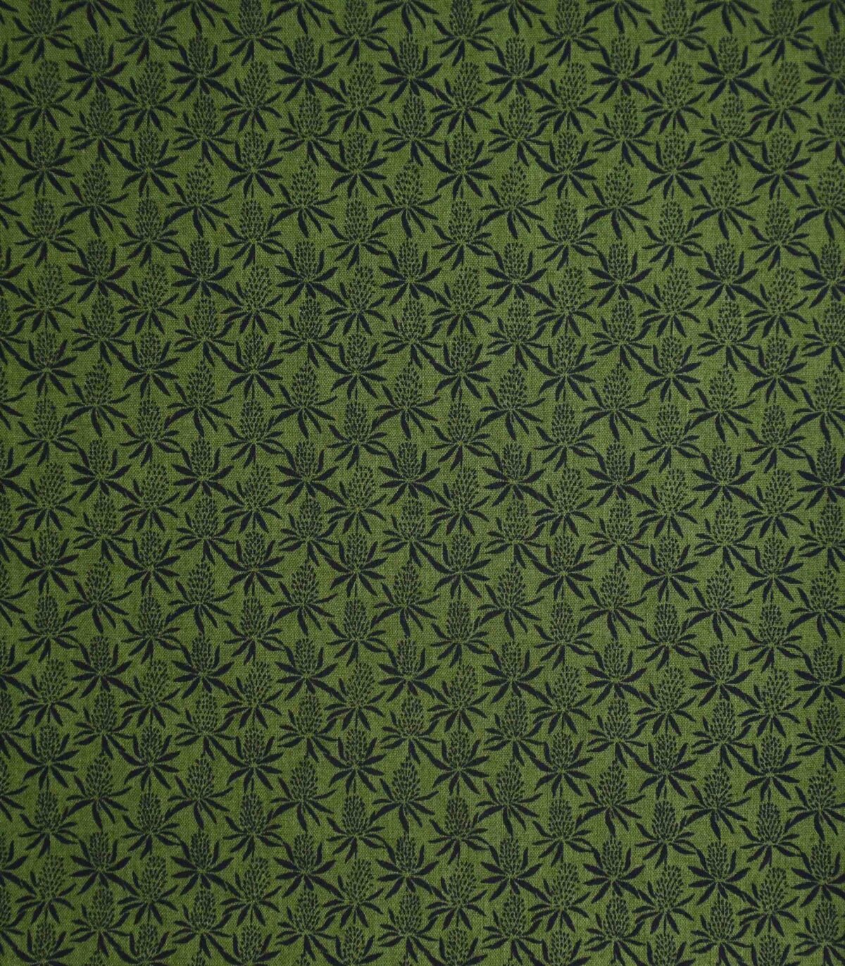 Green Base Small Print Cotton Fabric