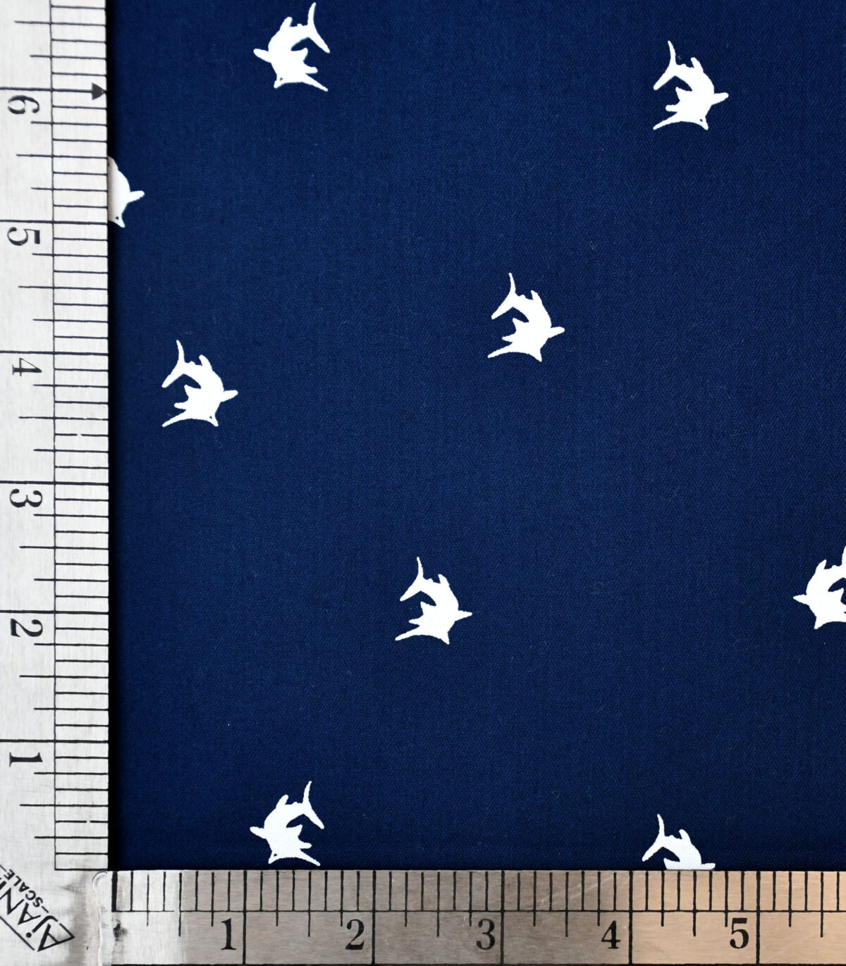 Cotton Navy Base White Fish Print Fabric