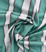 Rayon Green & White Stripe Fabric