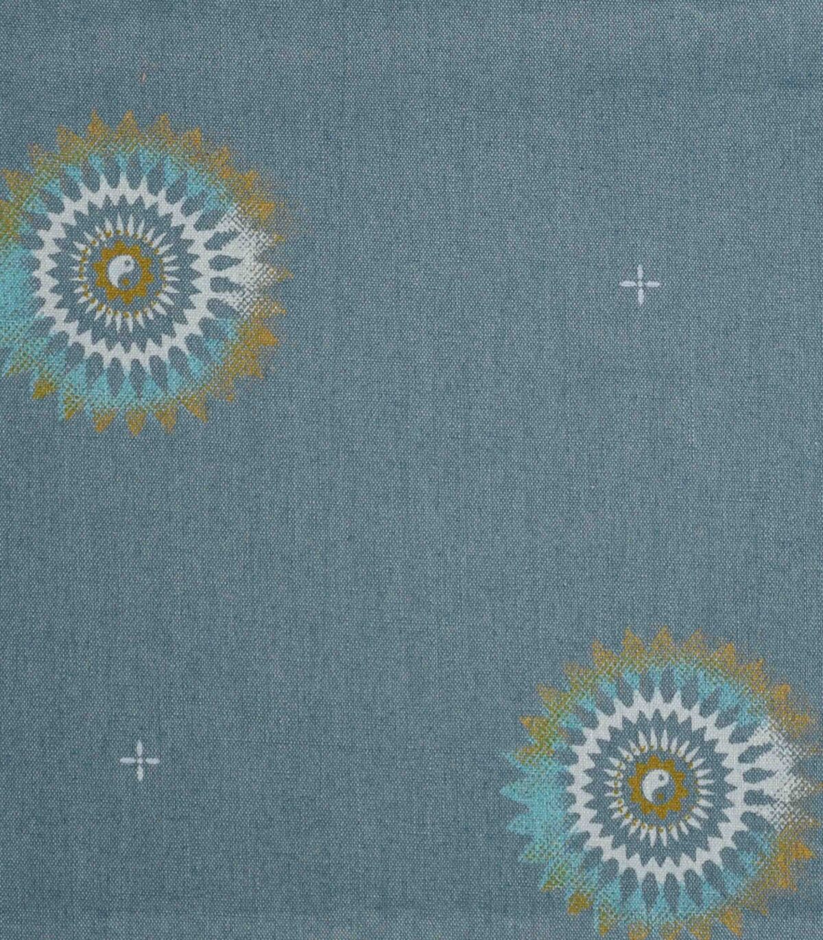 Cotton Rayon Blue Base Star Print Fabric