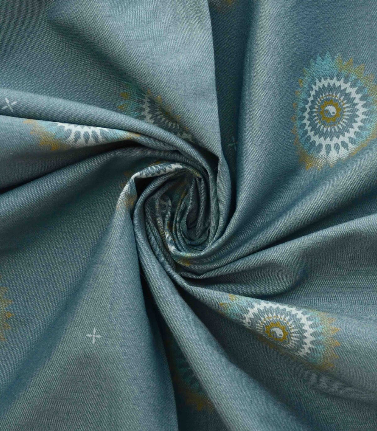 Cotton Rayon Blue Base Star Print Fabric