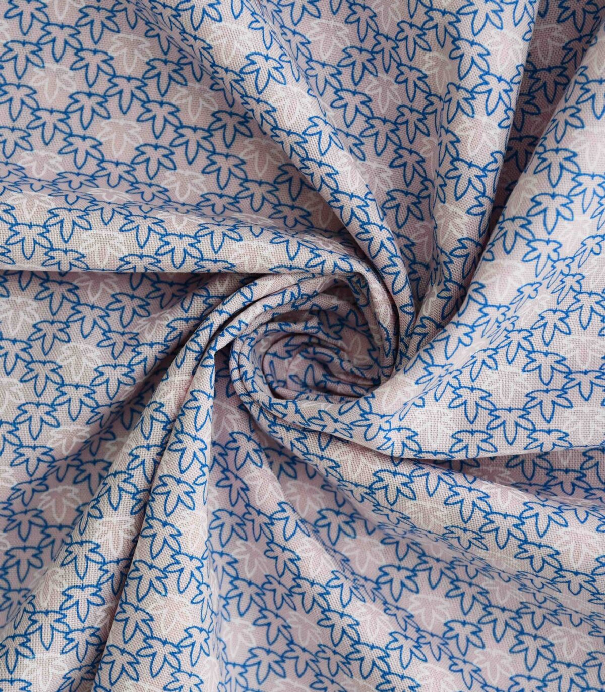 Pink Base Leaf Print Cotton Fabric