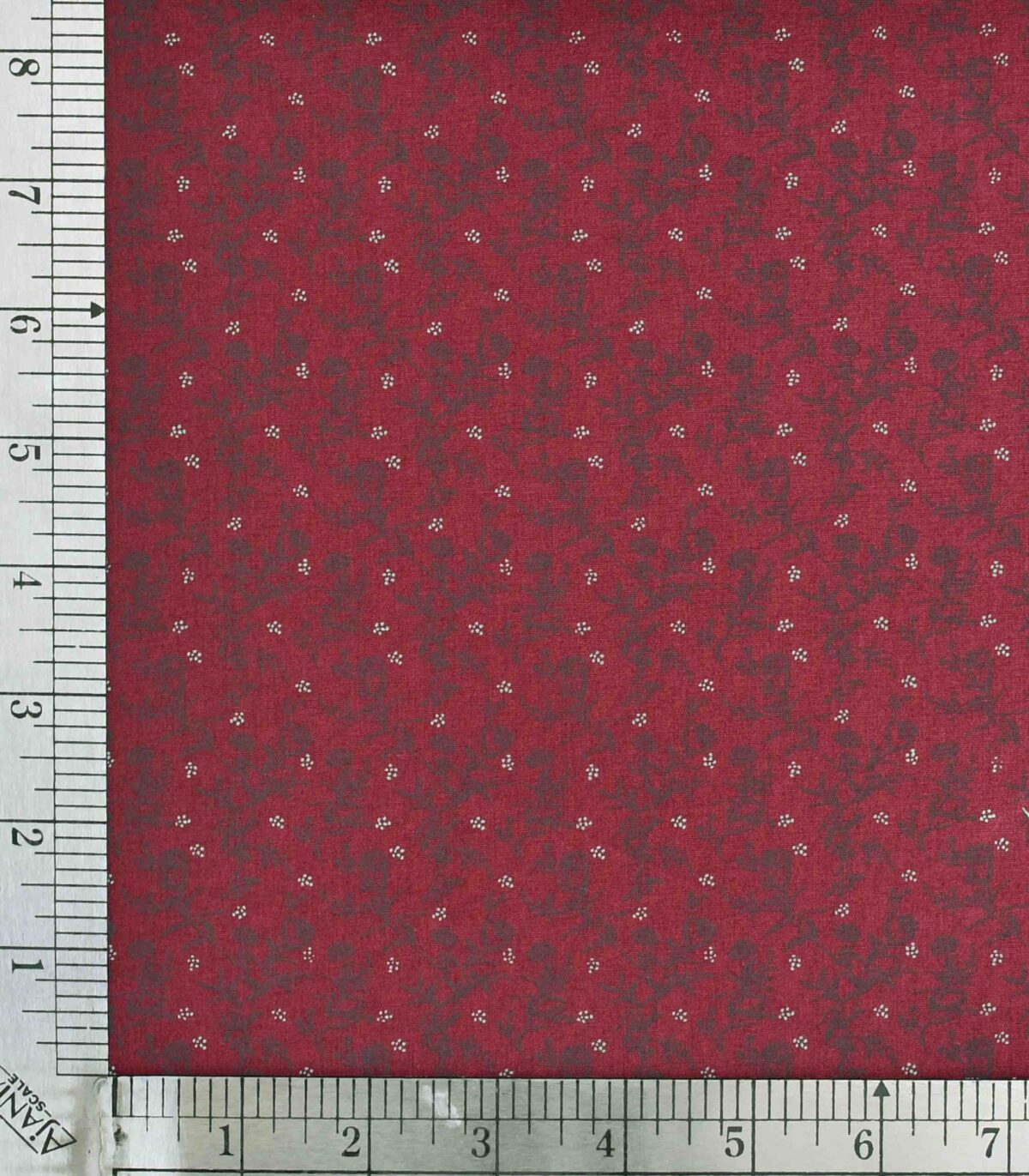 Maroon Base Flower Print Cotton Fabric