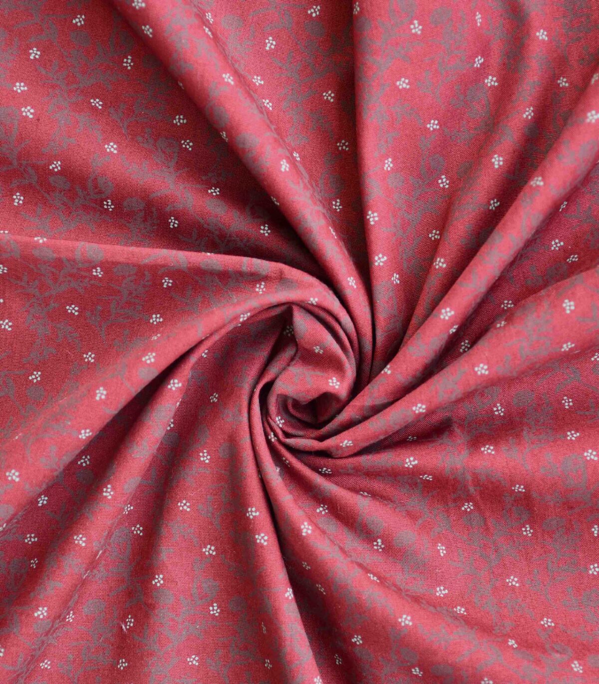 Maroon Base Flower Print Cotton Fabric