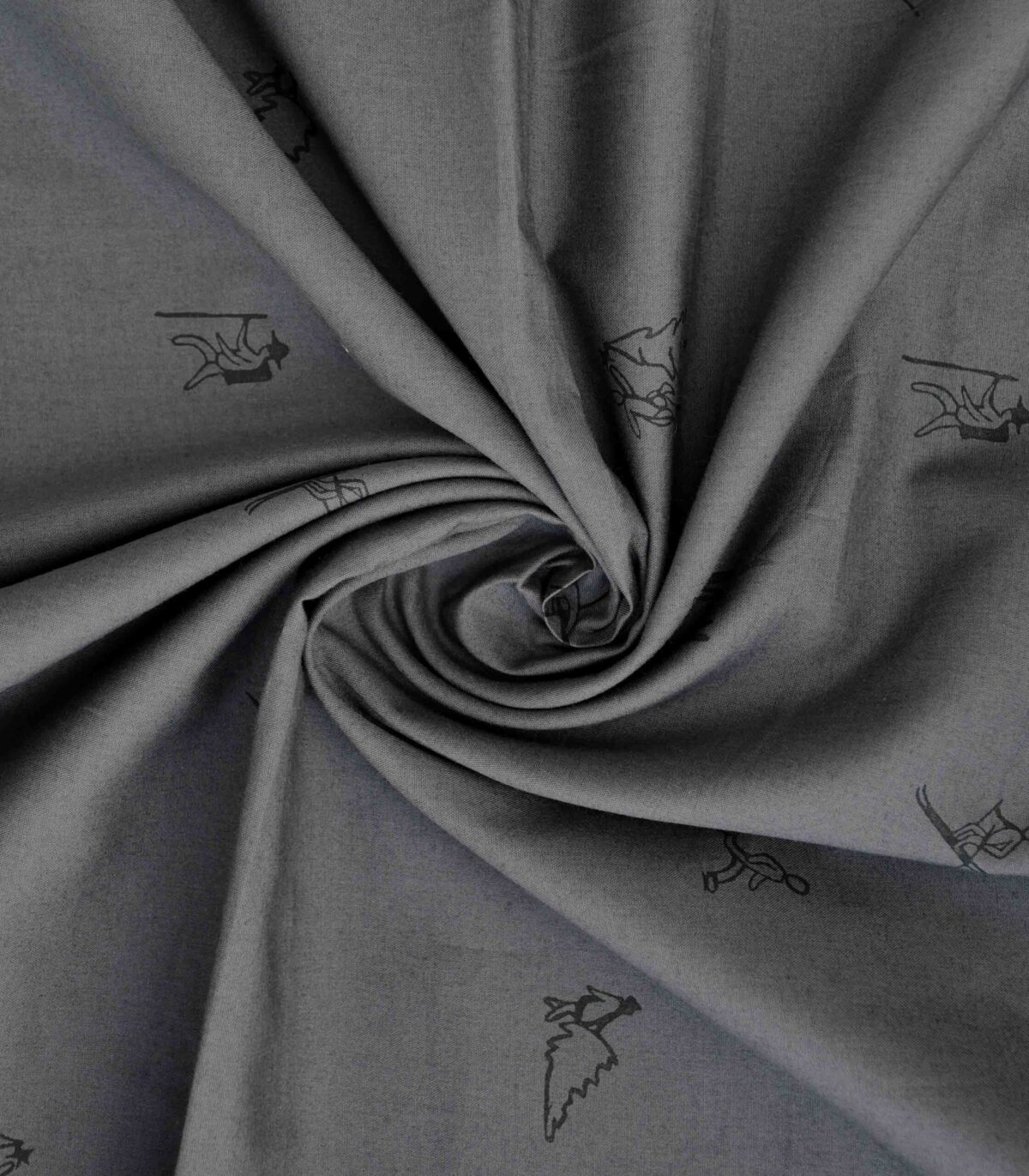 Grey Base Graphite Print Organic Cotton Fabric