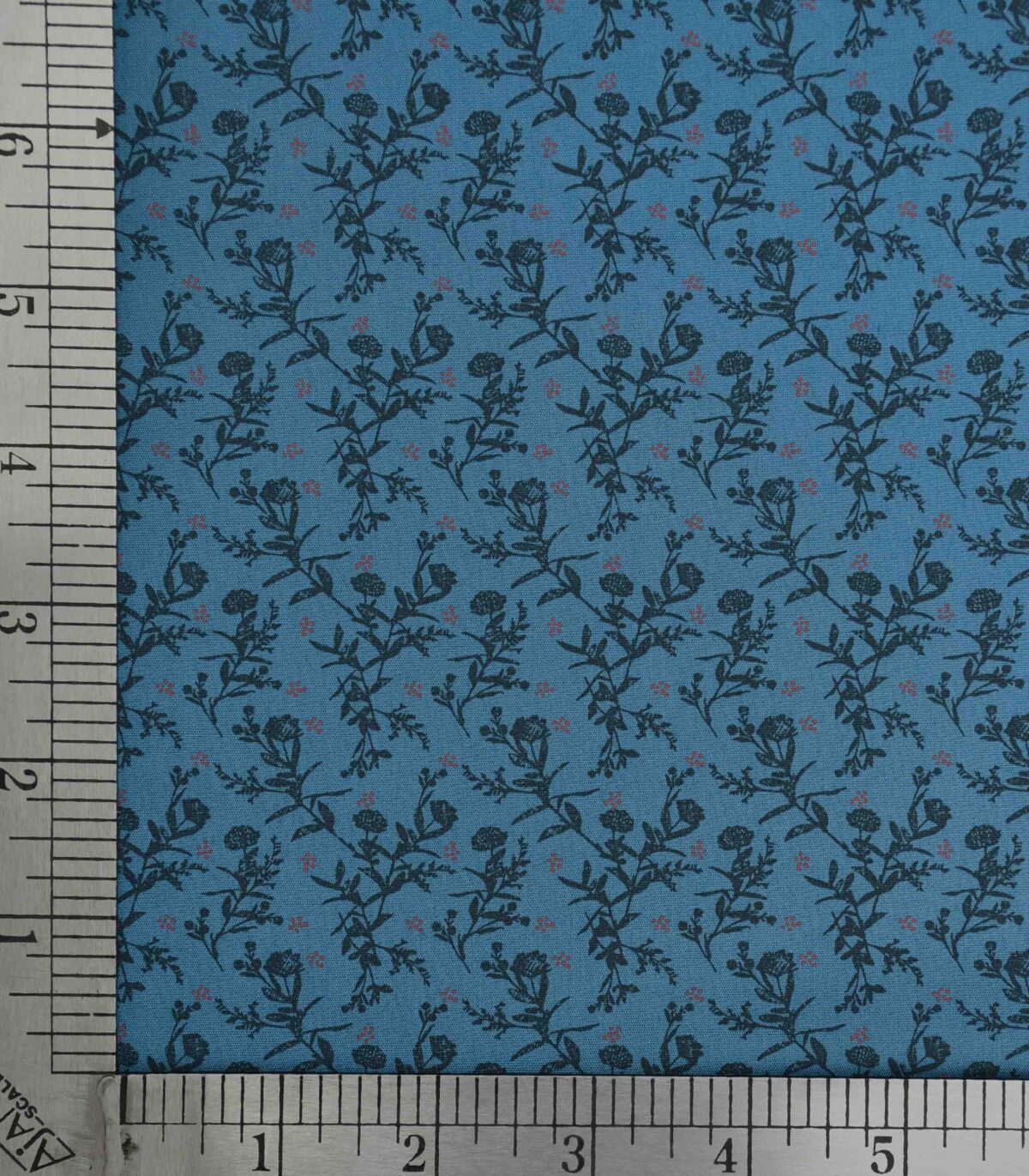 Cotton Blue Leaf Print Fabric