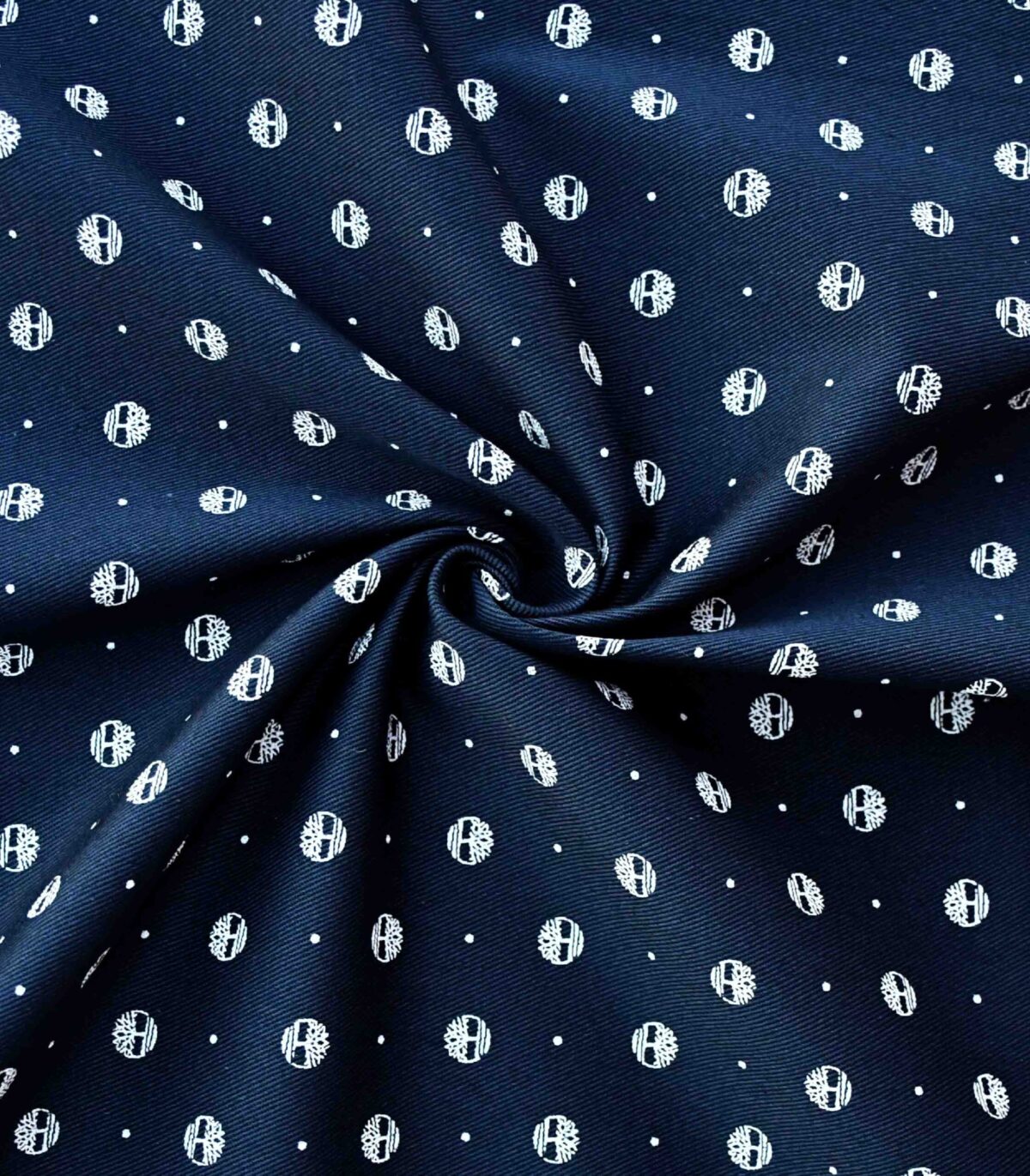 Cotton Dark Navy Circle Print Fabric