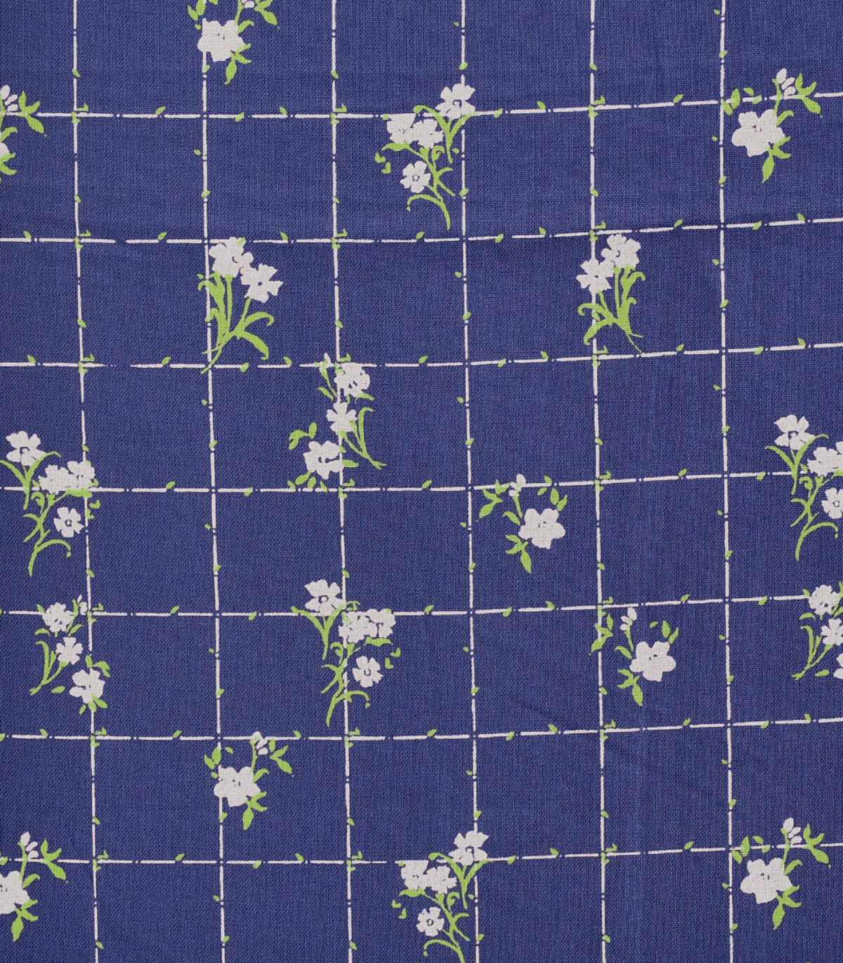Navy Blue Base Flower Print Viscose Fabric