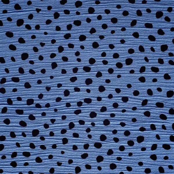 Blue Base Polka Dot Print High Twist Fabric