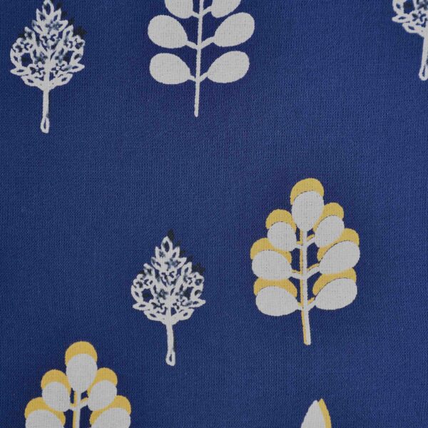 Viscose Blue Base Leaf Print Fabric