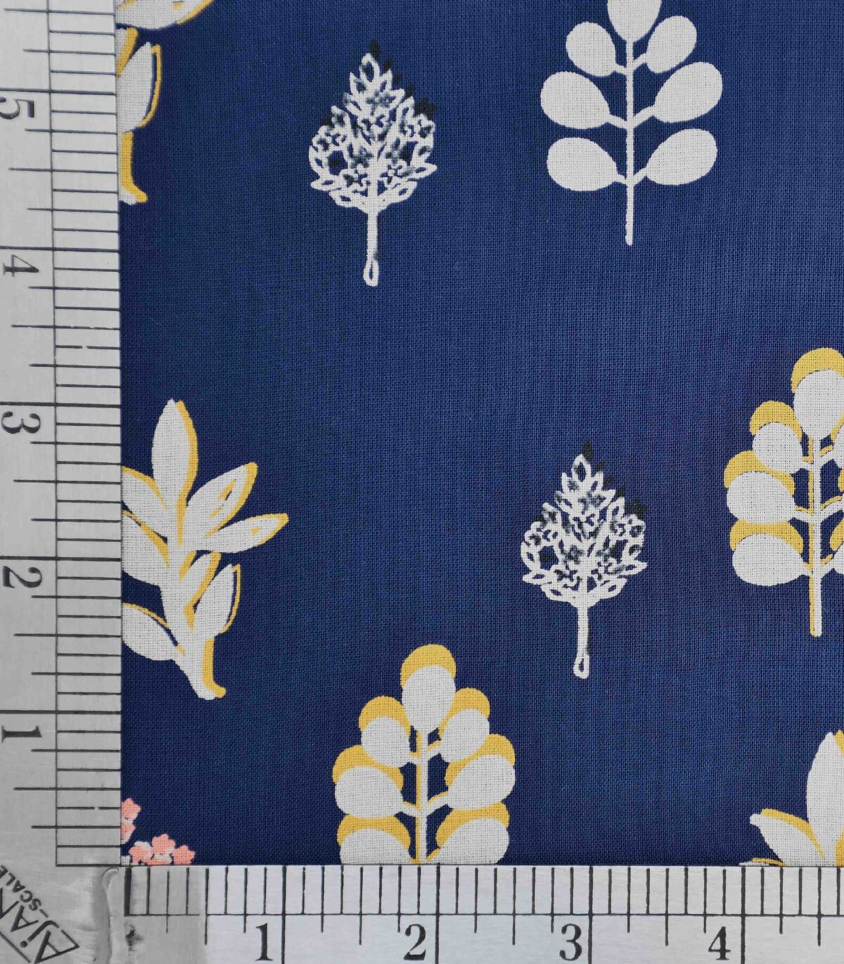 Viscose Blue Base Leaf Print Fabric