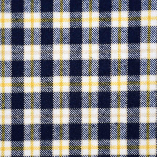 Cotton Navy & Yellow Yarn Dyed Check Fabric