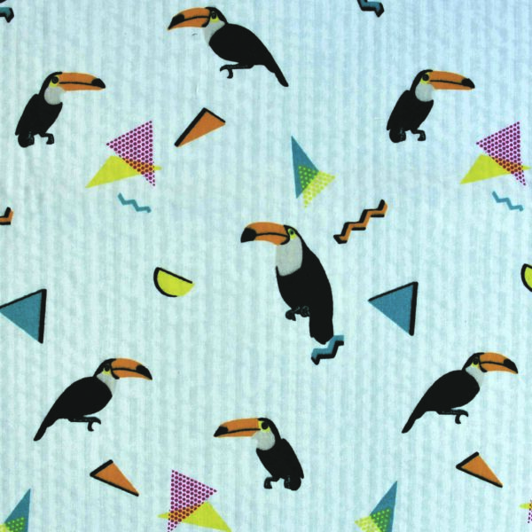 Cotton Toucan Bird Pigment Print Fabric