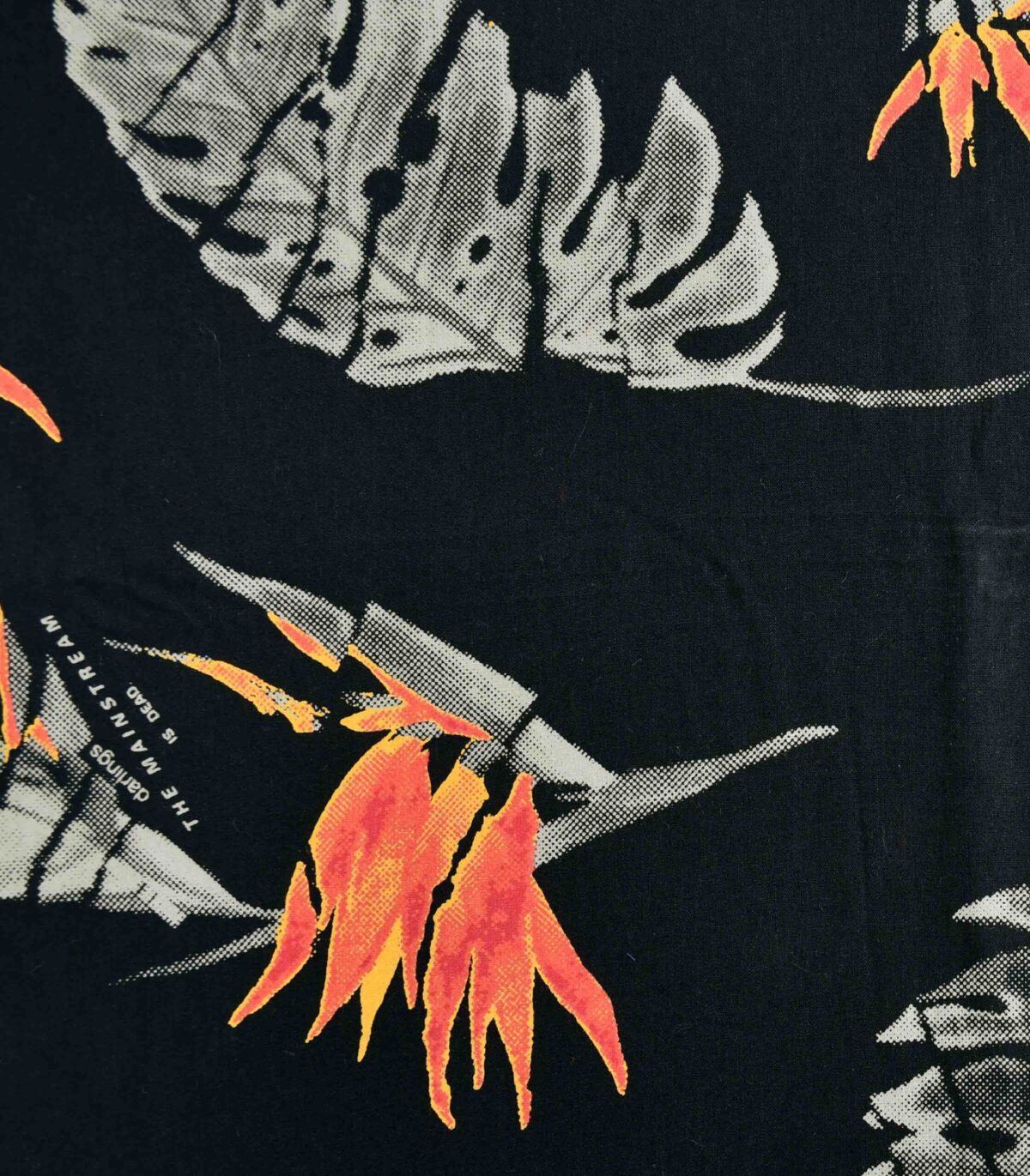 Multi Blends Black Base Leaf Print Fabric