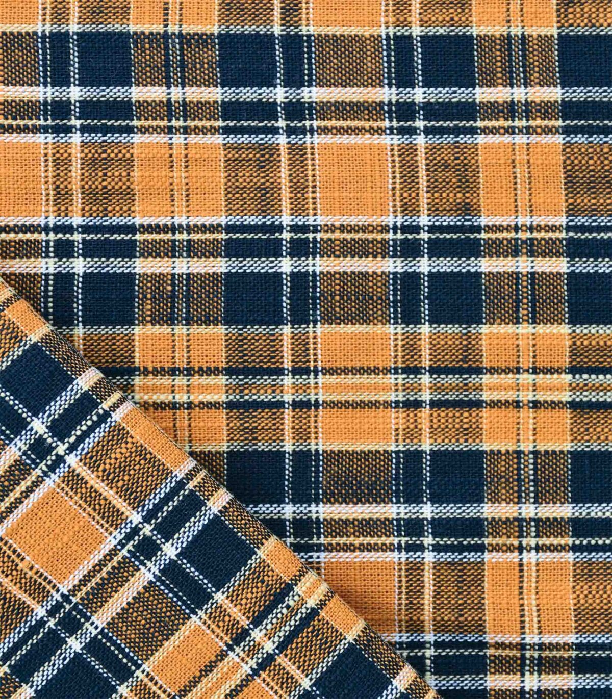 Cotton Navy Yarn Dyed Checked Fabric