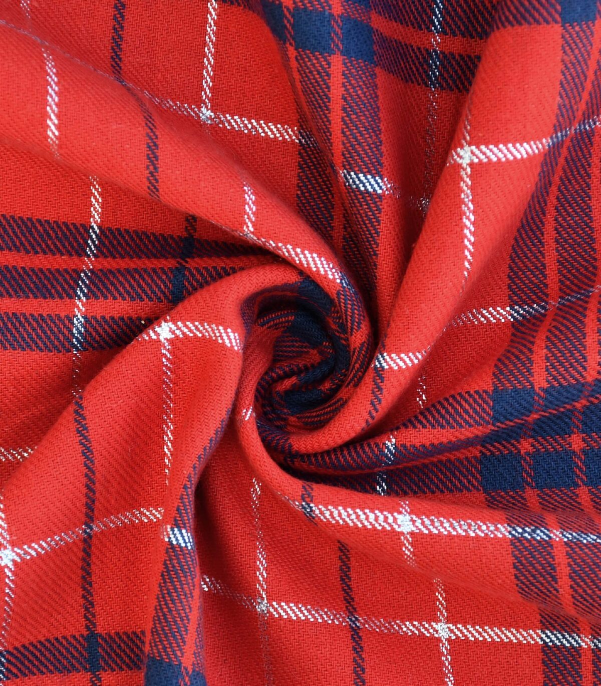Cotton Lurex Blue Red Checked Fabric