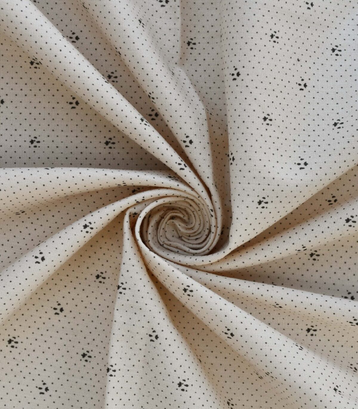Cotton Beige Color Base Dot Print Fabric