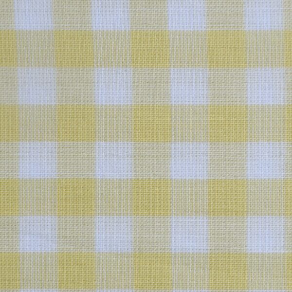 Yellow White Color Double Checked Fabric