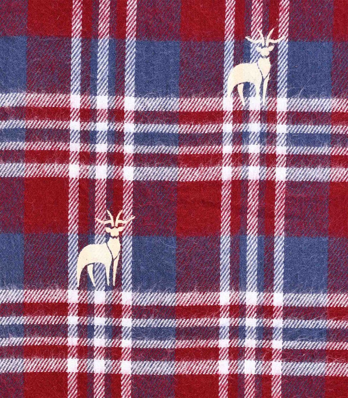 Cotton Yarn Dyed Checked Deer Print Fabric
