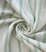 Cotton Green Weft Stripe Double Cloth Fabric