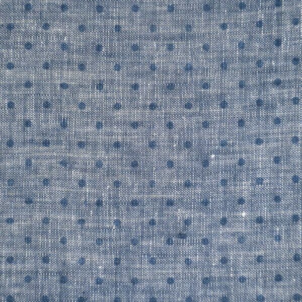 Yarn Dyed Blue Color Dot Print Hemp Fabric