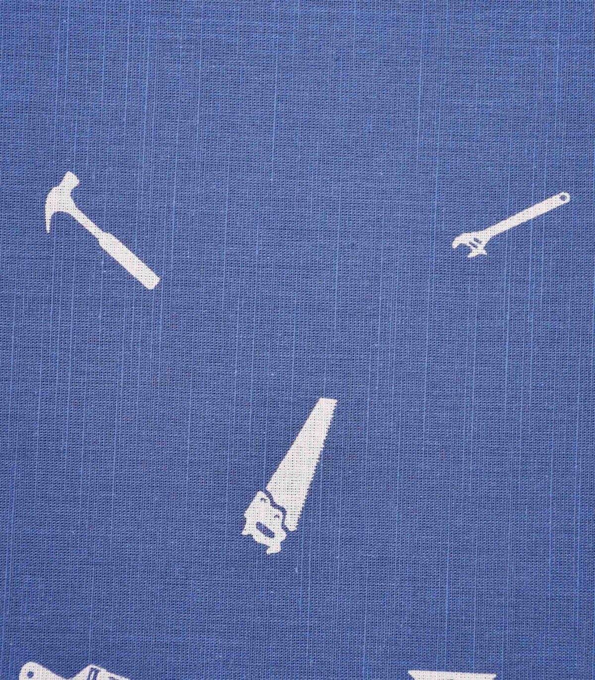 Cotton Light Blue Tools Print Fabric