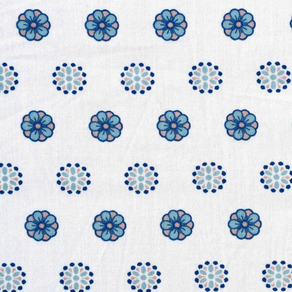 Cotton Fabric Blue Flower Print