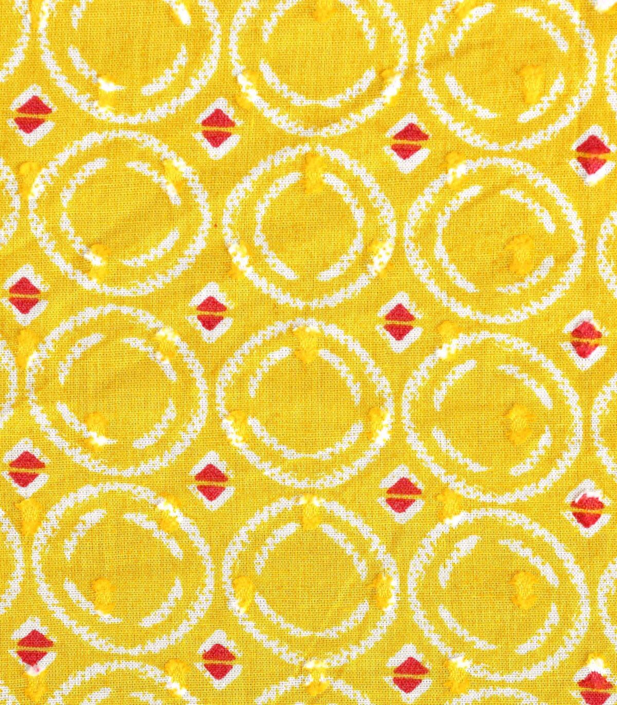 Cotton Yellow Clip Dot Print Fabric