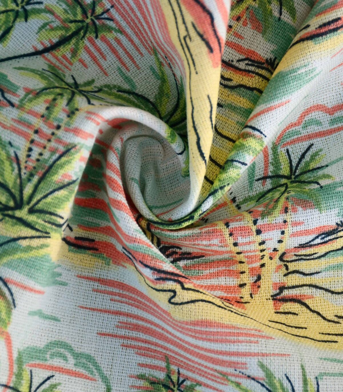 Cotton Green Color Tree Print Fabric