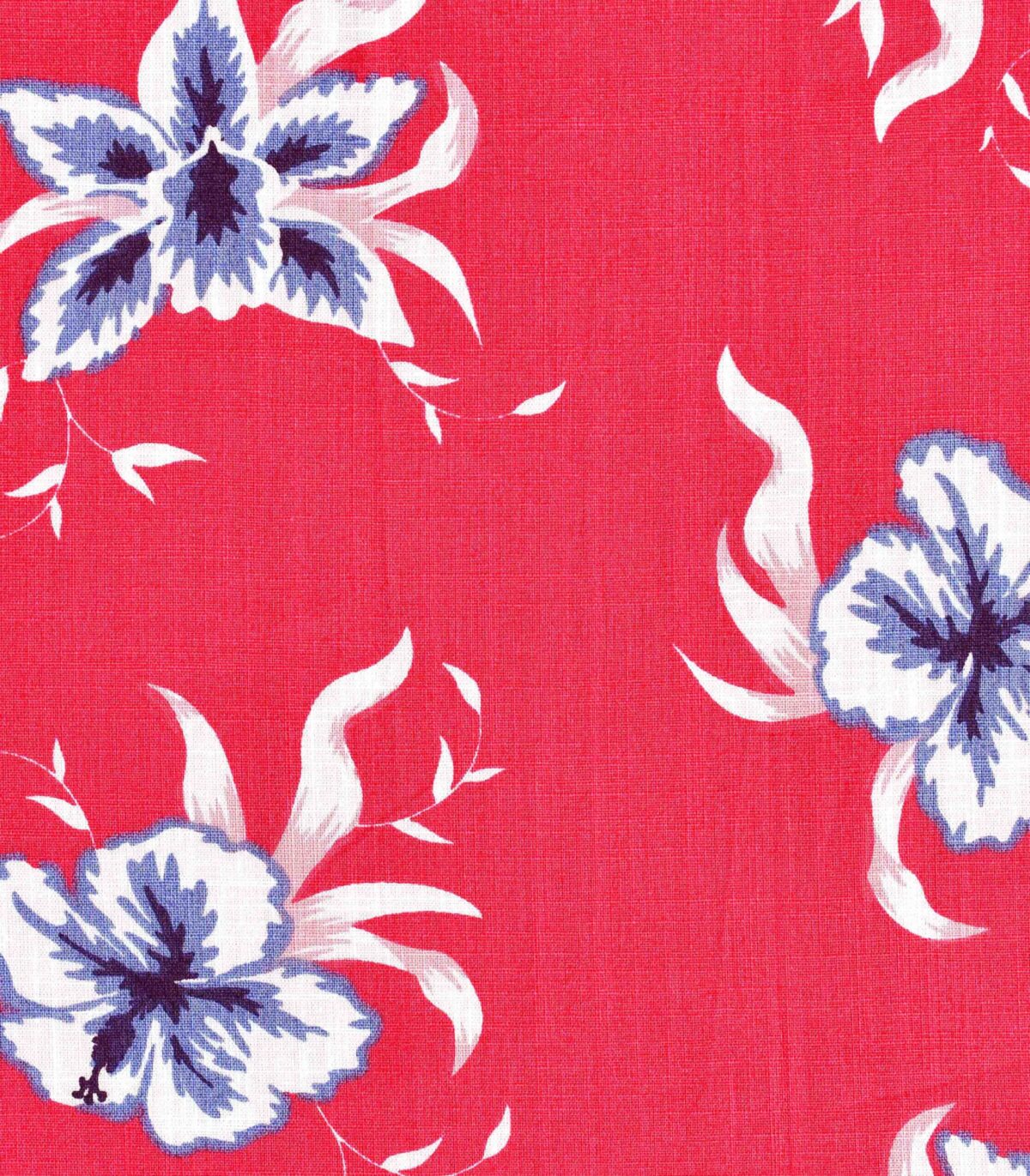 Cotton Red Base White Flower Print Fabric