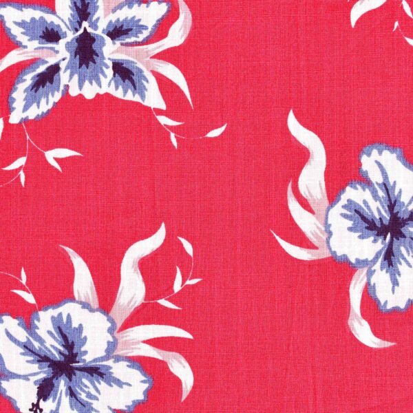 Cotton Red Base White Flower Print Fabric