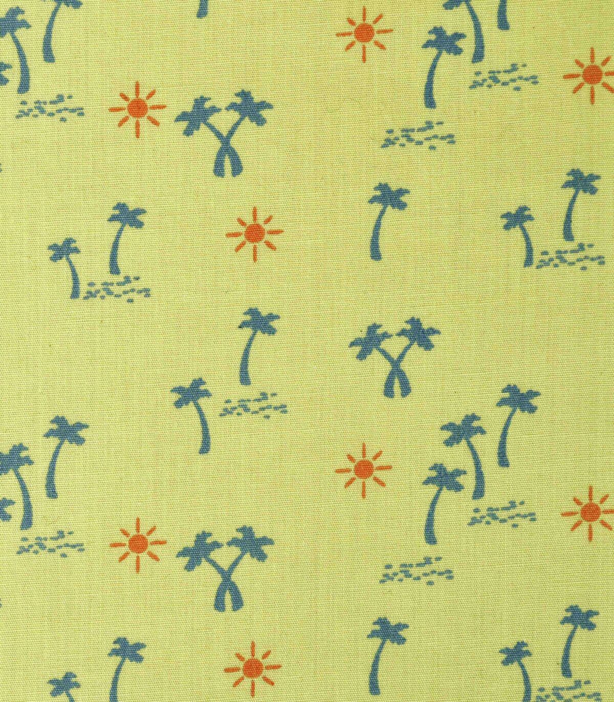 Cotton Yellow Tree Print Fabric