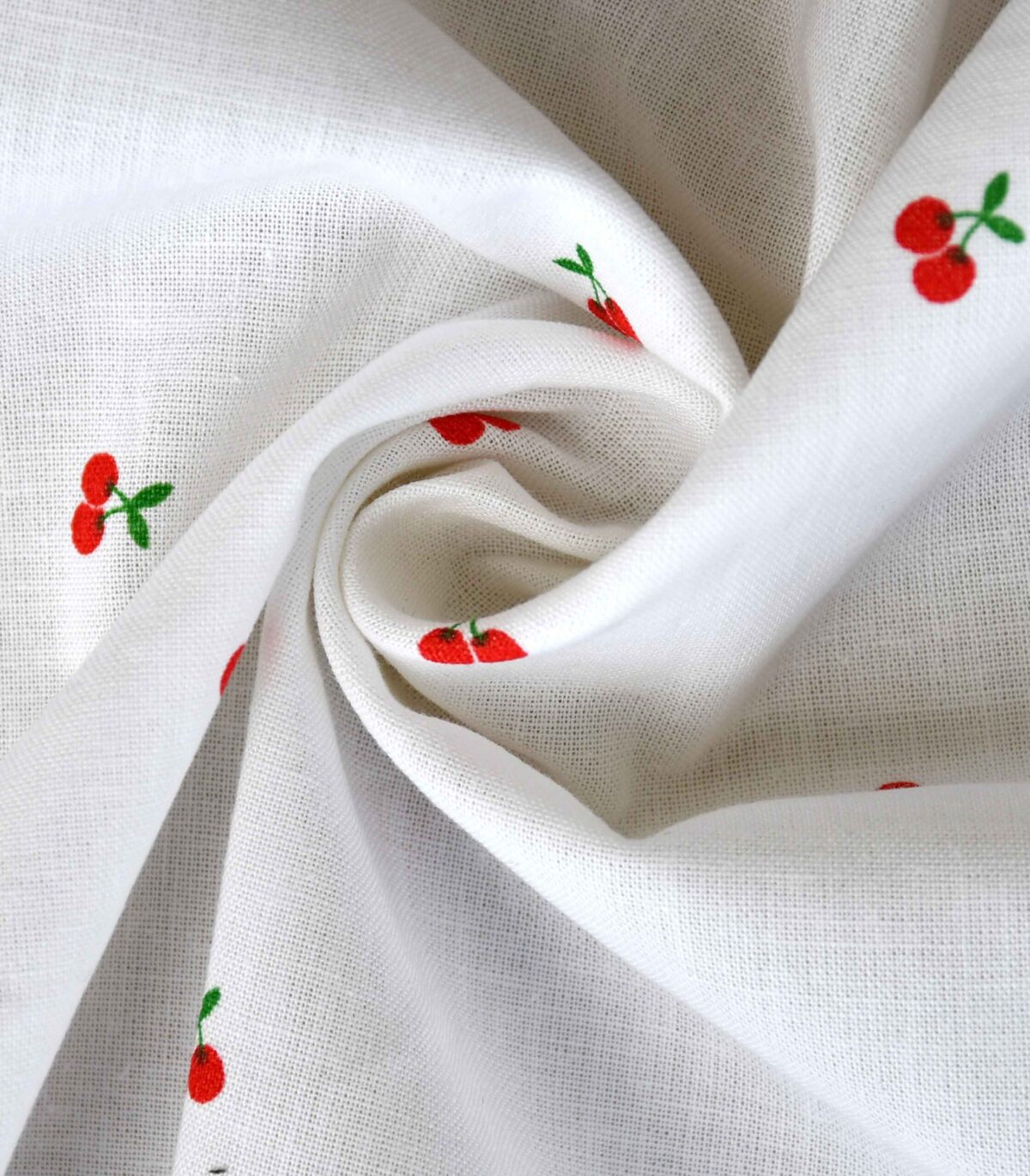 Cotton Whitebase Cherry Print Fabric