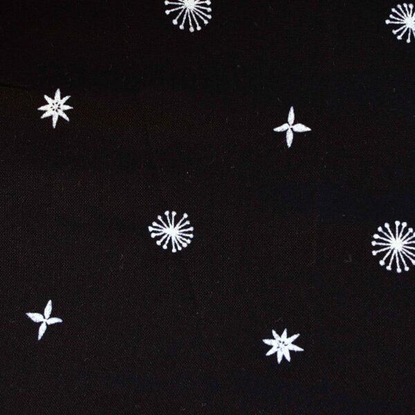 Viscose Black Base Star Print Fabric